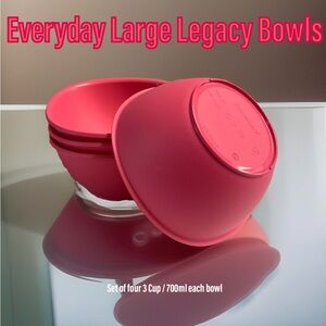 Tupperware Legacy Reheatable Large Bowl Set-Raspberry